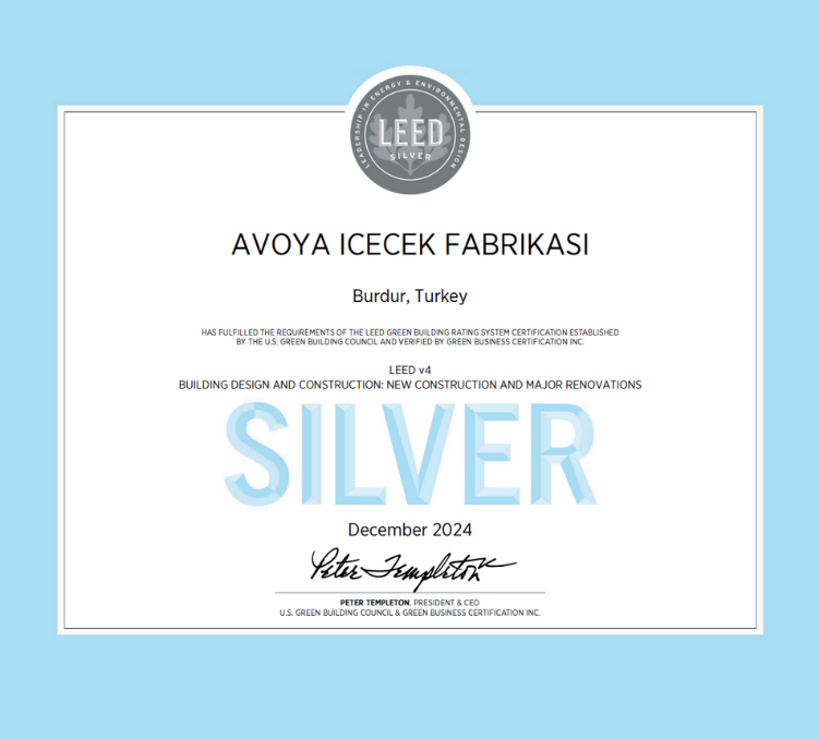 AVOYA Brand Achieves a First by Earning LEED Silver Certification in the Beverage  Factory Category!